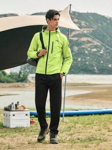 In My Nature Jaqueta Masculina com capuz simples, zíper frontal, cor sólida e perfeita para atividades ao ar livre - Verde - Visão 6