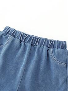 SHEIN 2入組寶寶男孩街頭風格時尚休閒翻領襯衫和短褲套裝，字母印花，適用於春夏 - 彩色 - 查看 7