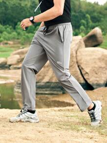 In My Nature Men Solid Color Simple Daily Outdoor Pants - Khaki - View 4