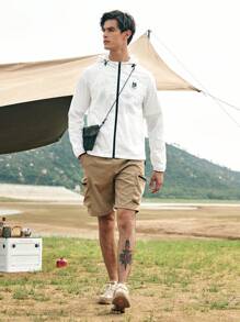In My Nature Men Letter Printed Long Sleeve Casual Hooded Sun Protection Jacket - White - View 5