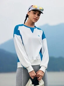 In My Nature Sweatshirt À Manches Longues Extérieure Pour Femme Avec Blocs De Couleur, Adapté Pour Le Printemps Et Les Sports - Bleu et Blanc - Voir 6