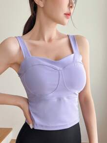 DAZY Simple And Slim-Fit Sports Bra With Chest Pad - Purple - View 3