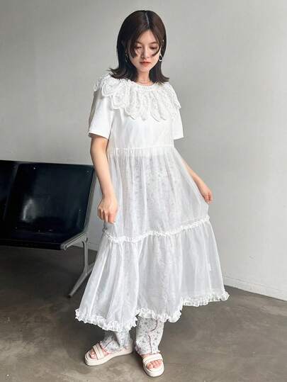 FRIFUL Designer 女士简约轻盈透明上衣，荷叶边