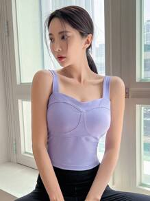 DAZY Simple And Slim-Fit Sports Bra With Chest Pad - Purple - View 1