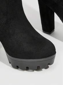 SHEIN X Lucía Bellido CUCCOO SZL 女士时尚舒适简约通勤黑色高跟鞋，后系带靴，夏季毕业高跟鞋，舞会高跟鞋，度假鞋，夏季促销，派对坏人，时尚别致，华丽风格，万圣节，圣诞节，迪斯科派对，性感，夜晚外出，坏人秋季 - 黑色 - 查看 9