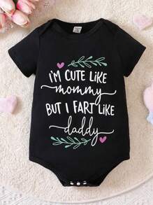 Baby Girl Slogan Graphic Bodysuit - Black - View 9
