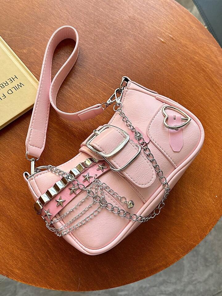 Our Kawaii New Sweet & Cool Style Pink Crossbody Bag With Chain