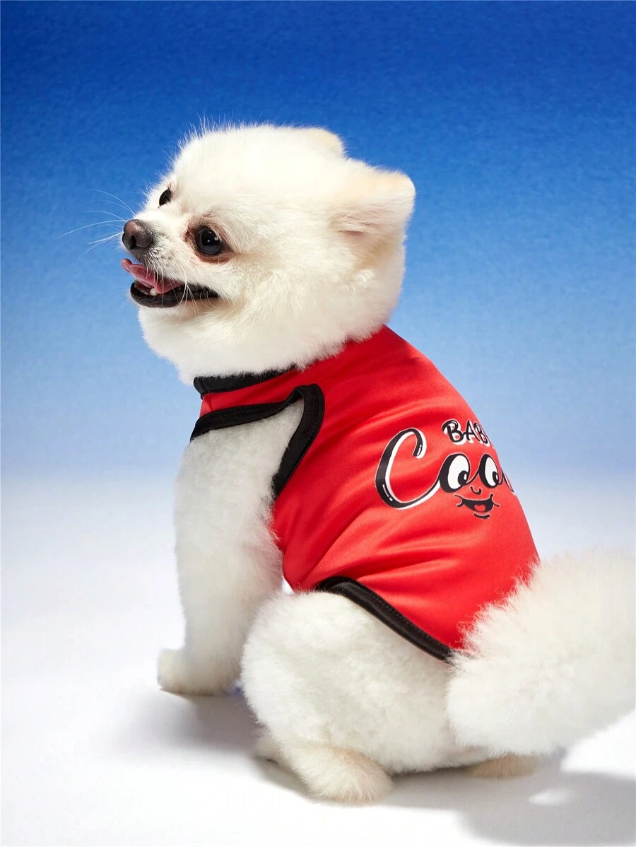 PETSIN Áo vest thú cưng in chữ hoạt hình ngộ nghĩnh dành cho chó và mèo, màu đỏ - Nhiều màu - Xem 1