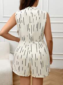 SHEIN Essnce Combinaison sans manches grande taille d'été avec couche extérieure imprimée aléatoire