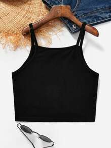 SHEIN Leap Crew 女童休閒簡約黑色背心，適用於夏季 - 黑色 - 查看 2