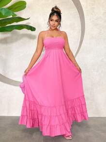 SHEIN SXY Đầm Hở Lưng Chiffon Quai Màu Hồng Cho Nữ Dự Tiệc Cưới Và Kỳ Nghỉ Hè - Hồng - Xem 3