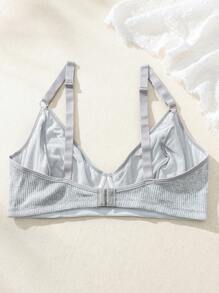 SHEIN Große Größen Einfarbiges Ribbed Strick Bralette in schlichtem Stil - Hellgrau - Übersicht 2