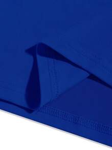 Manfinity Homme 男士夏季短袖休閒T卹，印有字母圖案 - 藍色 - 查看 6