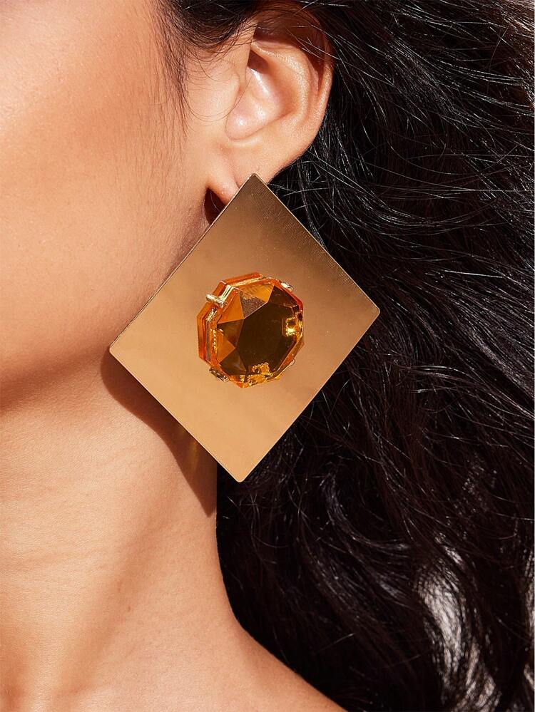 1 Pair Of Exaggerated Metallic Polyresin Earrings