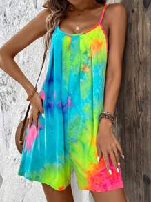 LONESS Women's Loose Tie-Dye Sleeveless Jumpsuit For Casual Wear