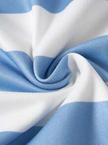 3 cái/bộ Bộ áo thun sọc ngắn tay thoải mái, quần short và quần dài Bộ đồ mặc nhà cho nữ - Màu xanh lam - Xem 6