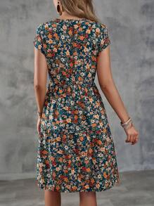 EMERY ROSE Abito casual per vacanza con vita stretta e stampa floreale ditsy