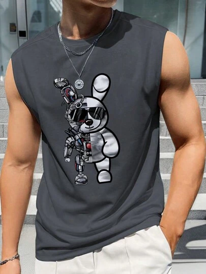 Manfinity Dauomo 男士春夏季棒球印花常規圓領背心