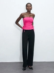 Maija Dames effen tube-top met veters, mouwloos, zomer