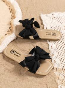 Dép thời trang đế bằng ngoài trời mùa hè dành cho trẻ em, Dép xỏ ngón dự tiệc thông thường dành cho nữ - màu đen - Xem 3