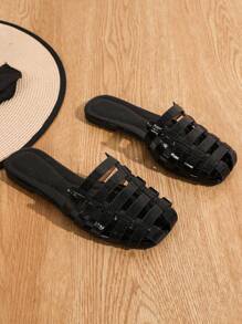 شبشب نسائي مسطح، صنادل صيفية للخارج قابلة للتنفس مضادة للانزلاق ذات أصابع مغلقة، سهلة الارتداء، أحذية نسائية عصرية وأحذية خشبية، بخطوط ملونة وطبعة جلد الثعبان بتصميم مربع للأصابع، صنادل نسائية مسطحة وصنادل