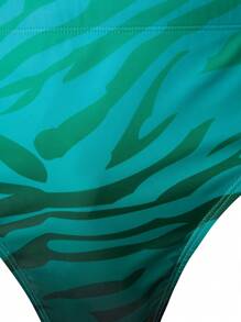 Manfinity Men's Plus Size Zebra Print Triangular Swim Trunks - Green - View 3