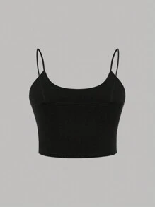 SHEIN 少女針織純色休閒背心,3 件裝 - 軍綠色 - 查看 5
