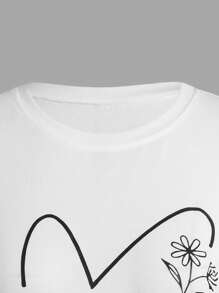 女士白色圓領T恤+灰色底層褲，親子裝（2套分開售賣） - 白色 - 查看 3