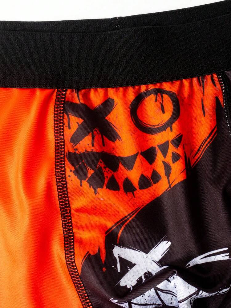 Men's Color Block Emoticon Printed Boxer Briefs