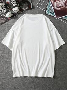 Manfinity Hypemode Áo thun nam cổ tròn in hình mèo tay ngắn, quà tặng bạn trai dễ thương, khi đi chơi - trắng - Xem 2