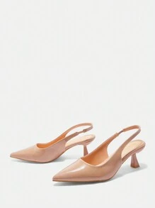 CUCCOO BIZCHIC Ladies Nude High Heel Shoes With Pointed Toe, Graduation Heel, Prom Heels For Summer Spring Shoes Spring Break Easter For Christmas - Apricot - View 9