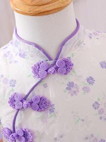 Baby Girl Fashionable, Elegant, Chinese Classical Style Dress - Purple - View 3