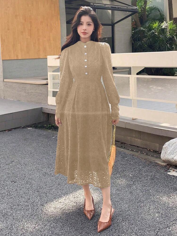 Ladies' Solid Color Simple Daily Long Sleeve Fall Dress Maxi Dress