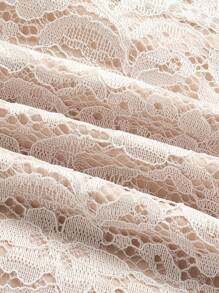 SHEIN MOD Vintage Lace Double Layer Halter Neck Mini Dress For Teen Girls White Graduation Party - Apricot - View 3