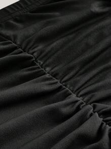 SHEIN EZwear Plus Solid Ruched Split Thigh Skirt