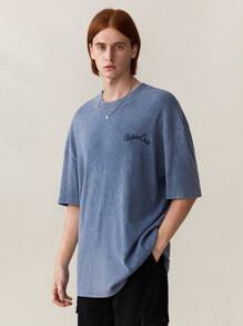 Manfinity VCAY Knitted Casual Printed Short Sleeve T-Shirt - Purple - View 1