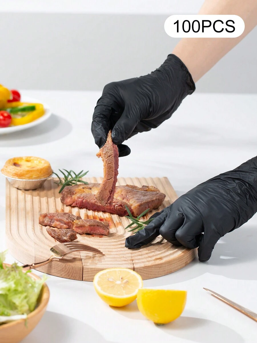 SHEIN Basic living 100 Piezas Guantes Desechables Para Hornear, Cocinar, Limpiar En Casa - Negro - Ver 1