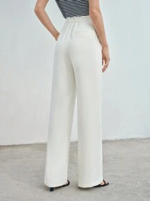 MOTF PREMIUM SOLID CONTRAST PIPING BUTTON DETAIL SUIT PANTS - White - View 8