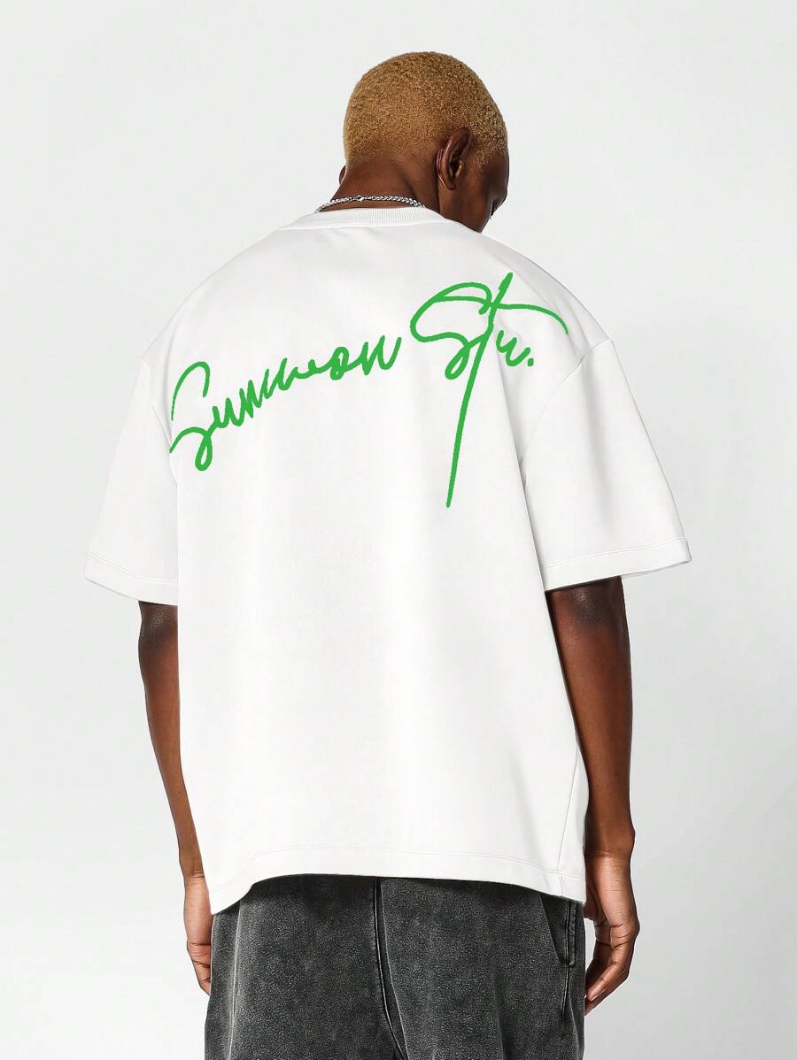 SUMWON Regular Fit Short Sleeve Tee With Back Signature Embroidery - White - View 1