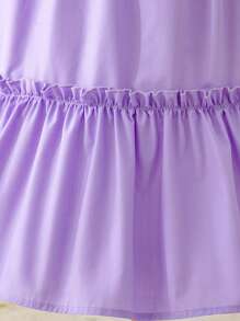 Váy xếp tầng hai lớp cổ vuông Tween Girl - Màu tím - Xem 5