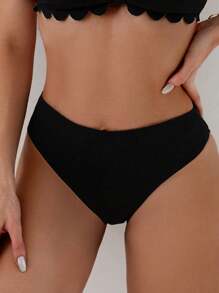 SHEIN Swim Quần bikini màu trơn đi biển dành cho nữ - màu đen - Xem 3