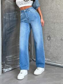 RueChic Jean droit délavé bleu clair