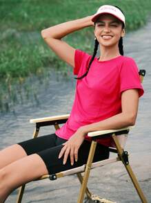 In My Nature 女款夏季速干簡約日常戶外T恤 - 玫紅色 - 查看 5