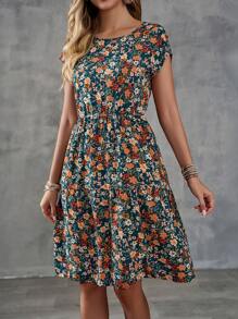 EMERY ROSE Abito casual per vacanza con vita stretta e stampa floreale ditsy