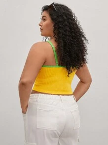 CovetEZ 2024春夏加大尺碼情人節空心網紗刺繡貼身短上衣 - 黃色 - 查看 2