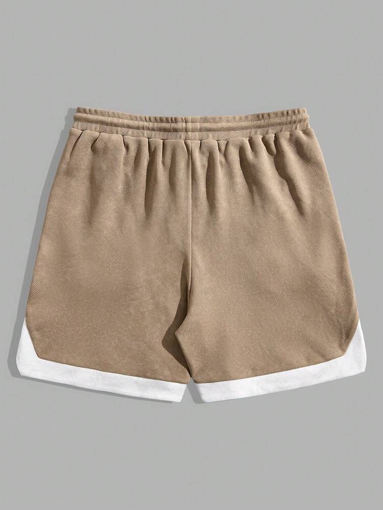 Men's Loose Fit Color Blocking Letter Printed Casual Shorts