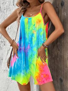 LONESS Women's Loose Tie-Dye Sleeveless Jumpsuit For Casual Wear