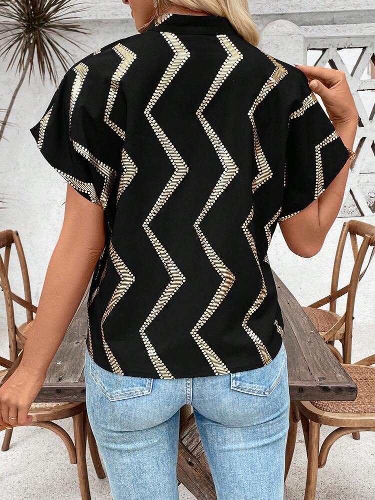 Women's Fashion Striped Short Sleeve Shirt