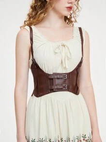 ROMWE Fairycore Women's Adjustable Retro Suspenders Chest & Waist Belt