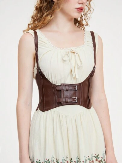 ROMWE Fairycore 女士可調節復古吊帶胸部和腰部皮帶